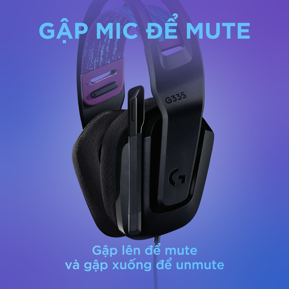 Tai Nghe game có dây Logitech G335 - Mic gập để Mute, Jack 3.5mm, Đệm tai Memory Foam, Nhẹ 240g, Tương thích PC/ PS4 PS5/ Xbox/ Nitendo - Hàng chính hãng