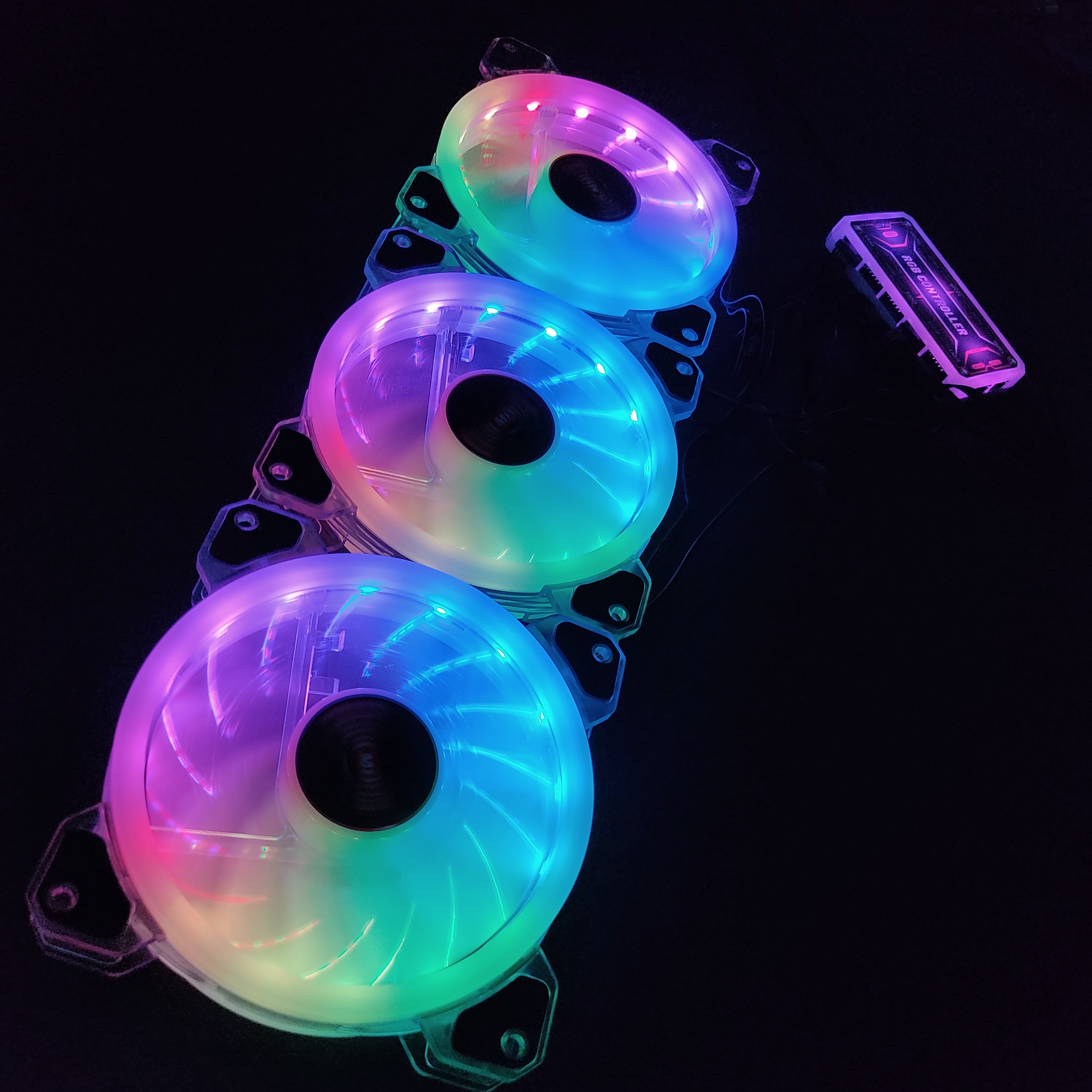 3 Quạt Tản Nhiệt, Fan Case YUPO K5 Led RGB Dual Ring, tặng kèm bộ Hub khiển Led RGB