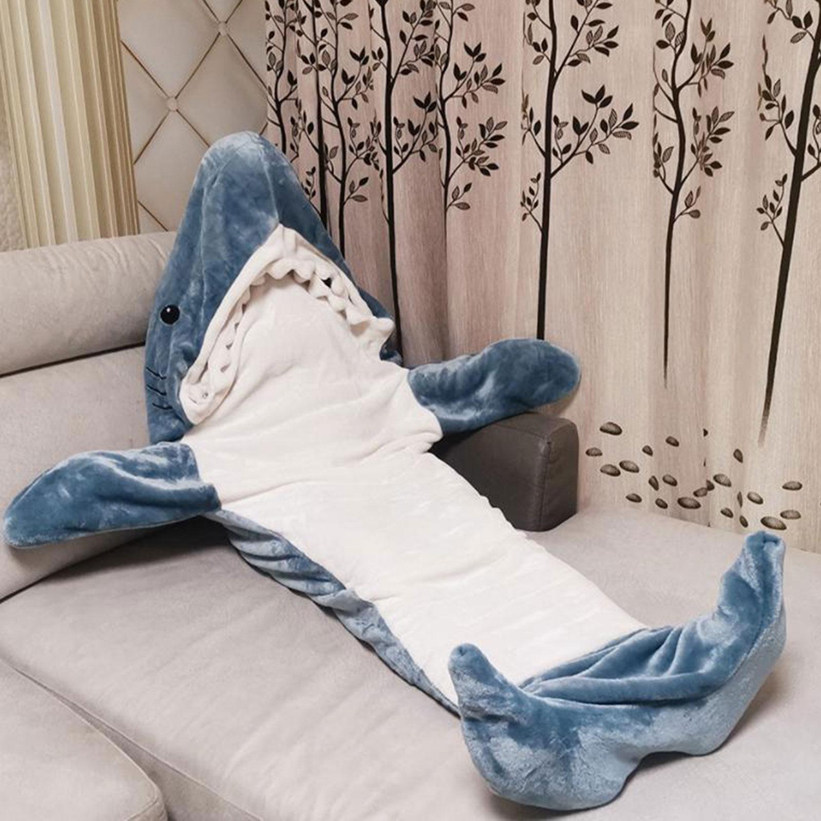 Shark Sleeping Bag Blanket Hooded Unisex Shark Cosplay Costumes Lightweight Funny Creative Soft Flannel Shark Costume Shark Blanket Wearable