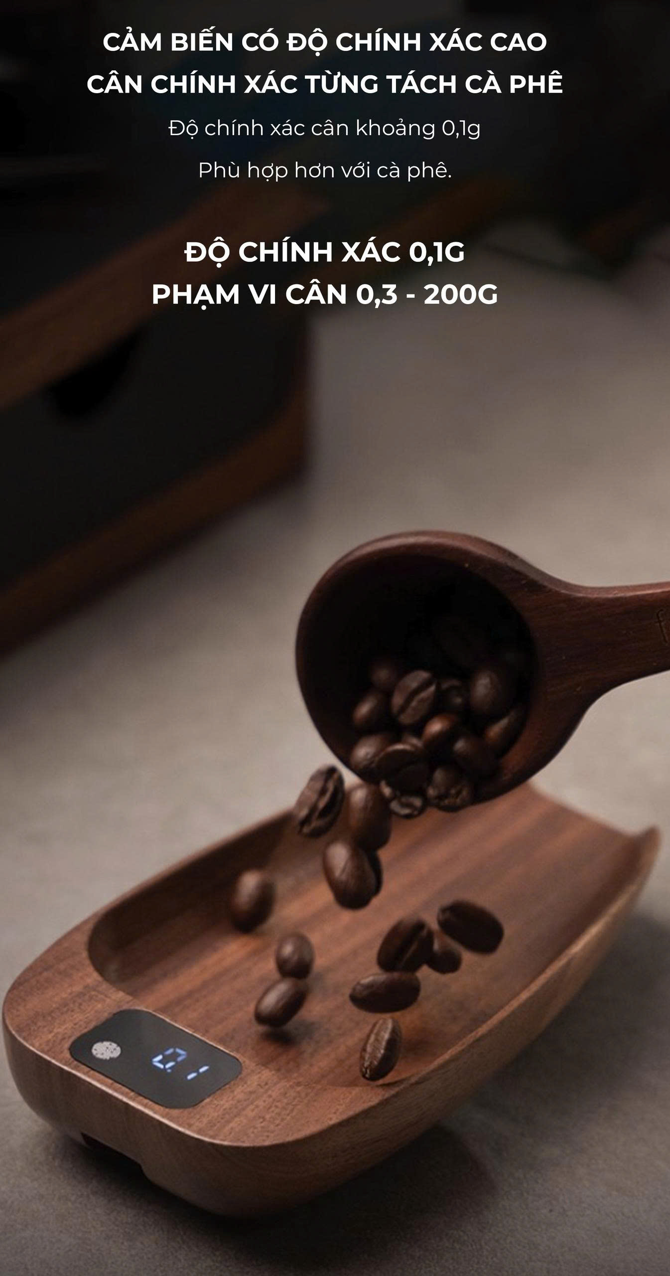 Cân điện tử gỗ tự nhiên cân cà phê cân trà