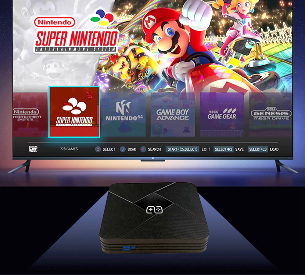 Máy chơi game đa năng G5 PS1 NES Sega GBA kiêm Android TV Wifi (tay cầm không dây, cài sẵn 30000 game)