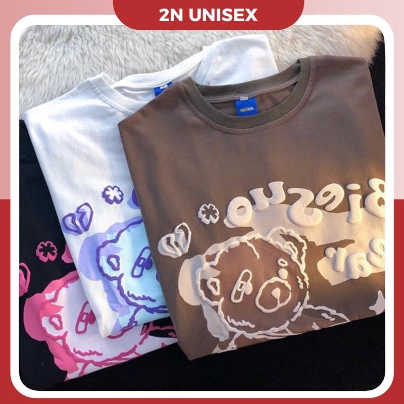 Áo thun tay lỡ form rộng - phông nam nữ cotton oversize - T shirt gấu Biesuo - 2N Unisex