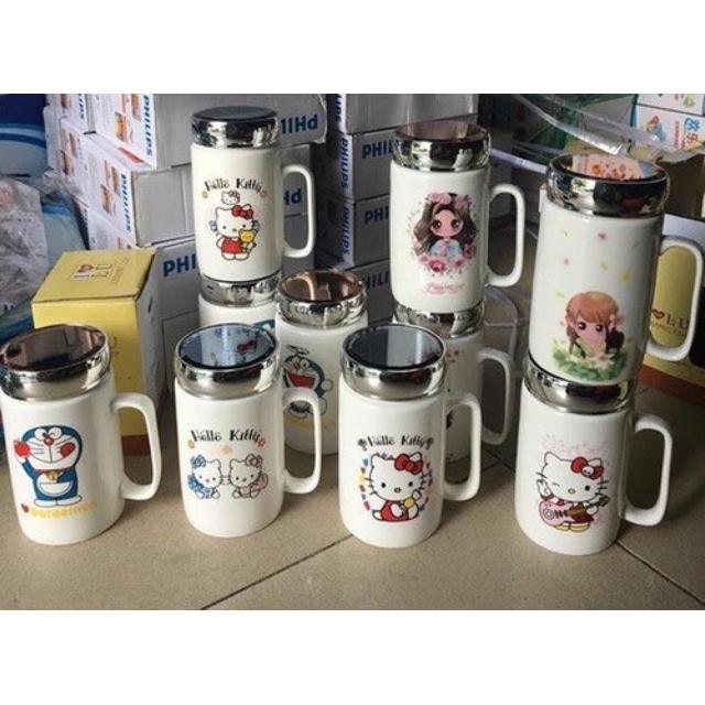 Ly sứ uống nước có lắp đậy-hh110