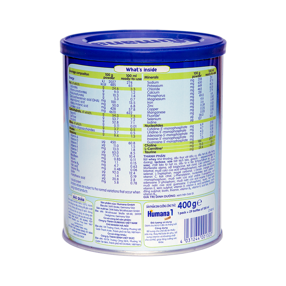 Sữa Bột Công Thức Cho Trẻ Từ 0 Đến 6 Tháng Tuổi Humana Gold Plus 1 - Nhập Khẩu Từ Đức - - Hàng Chính Hãng - Date 17/02/2024