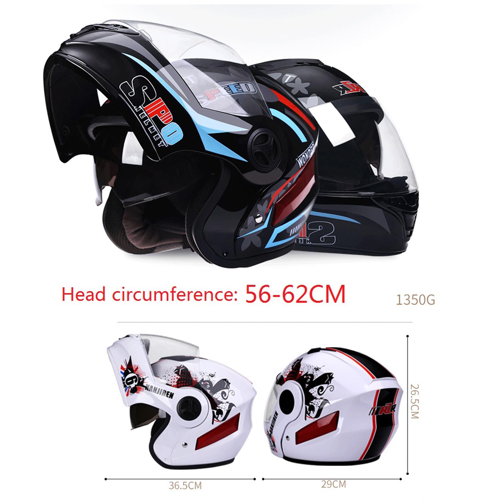 Flip up Modular Full Face Motorcycle Helmet Street Motocross One Size Adult