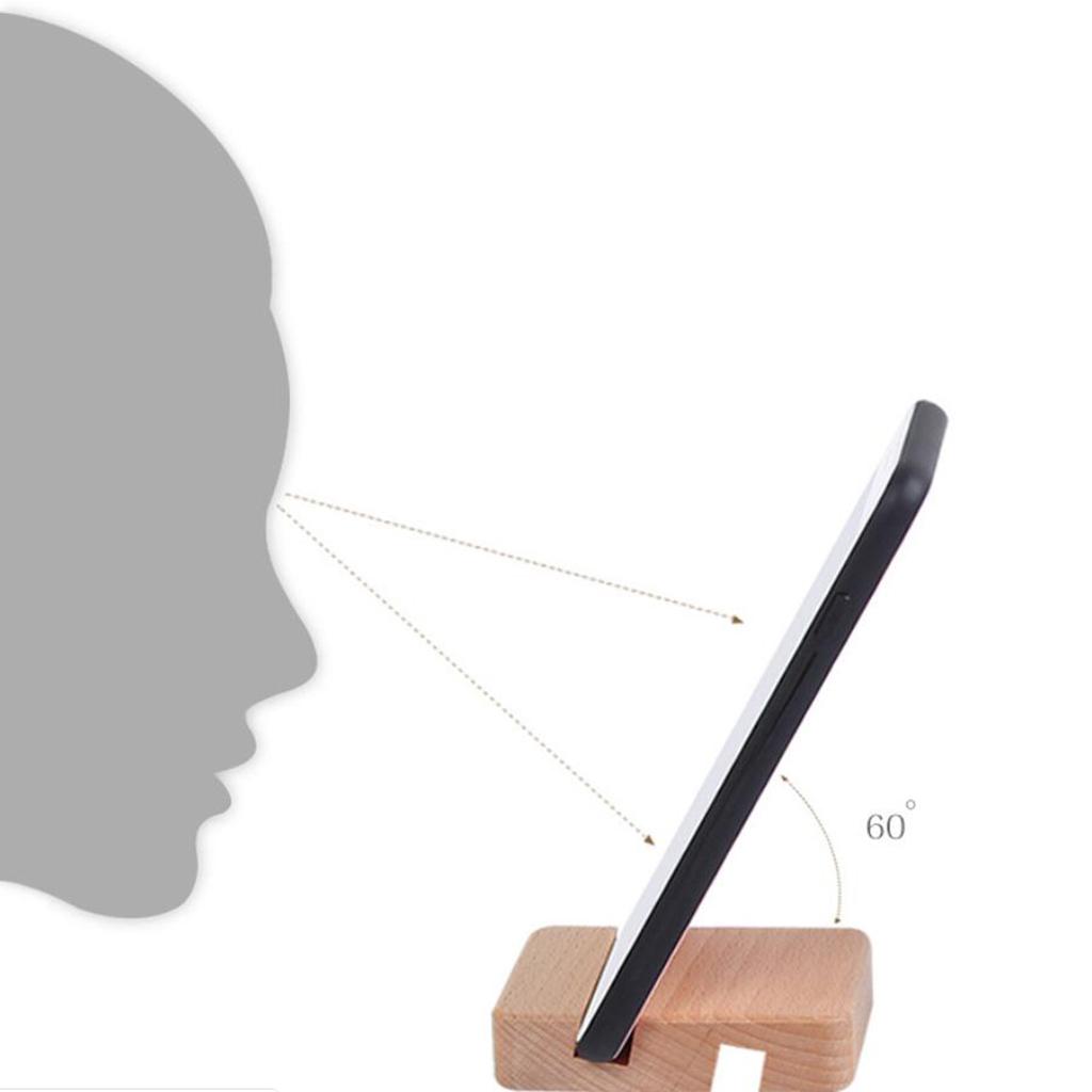 Desktop Wood Cell Phone Holder, Natural Wooden Phone Stand, Portable Smartphone Bracket for All Kinds of Phone