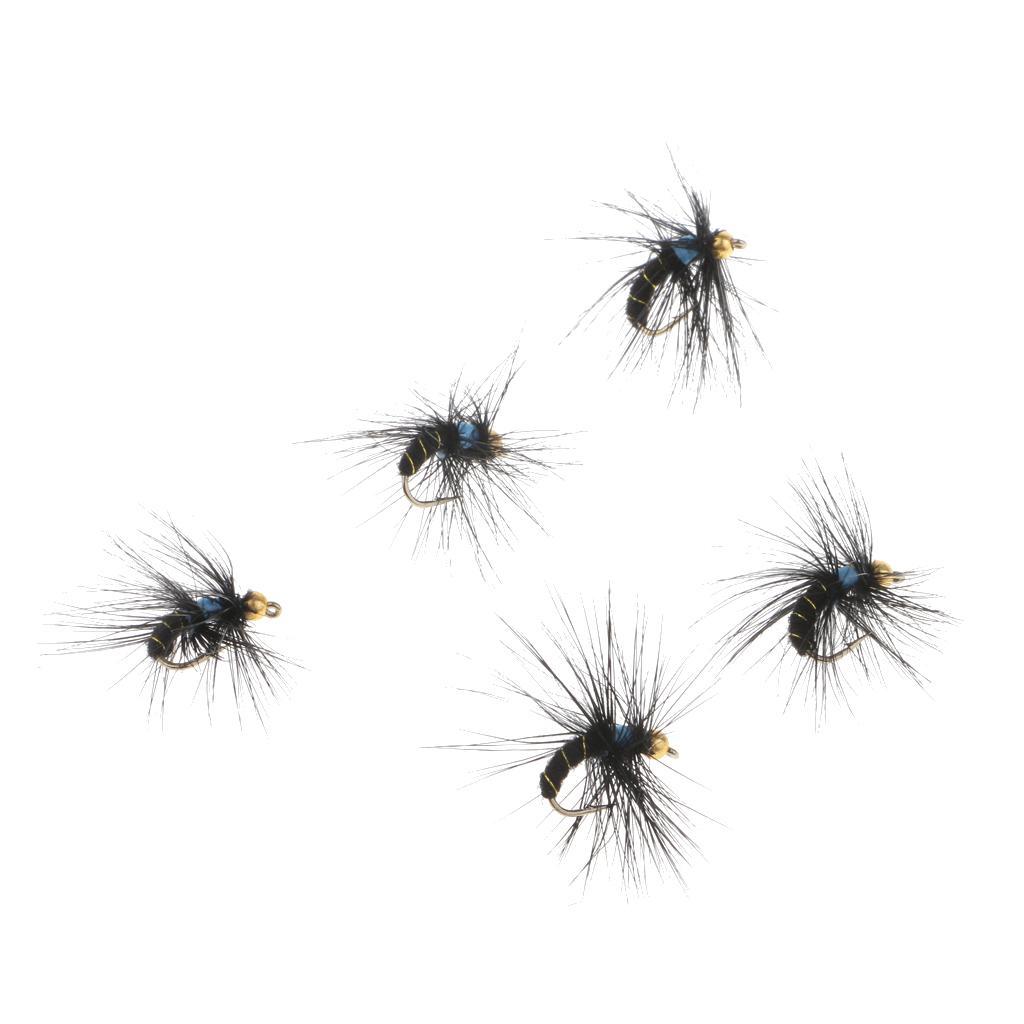 5pcs Artificial Minnow Dry Fly Fishing Flies Simulation Insects Flies Barbed Hook