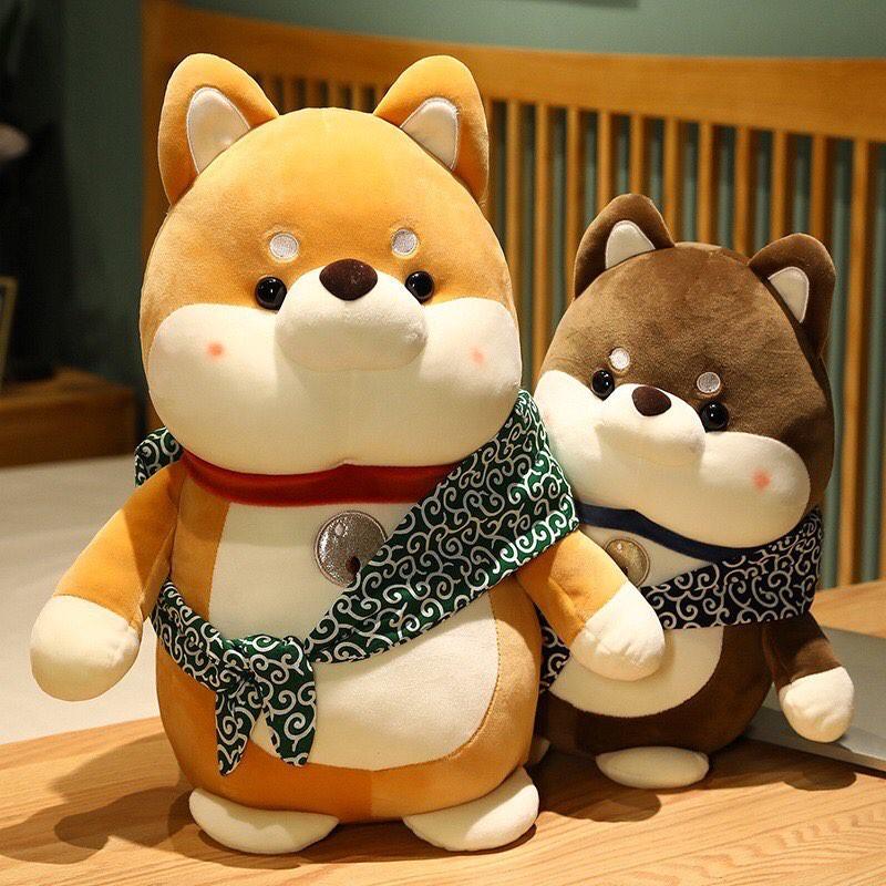 Gấu Bông Chó Shiba Quàng Khăn,Hàng QC Loại 1,Size Mini