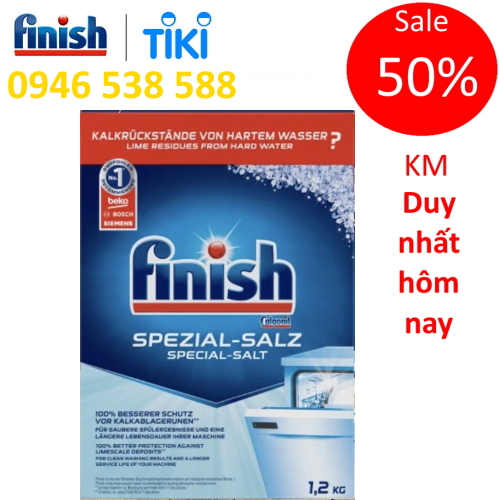 Muối rửa bát Finish 1.2kg, muối finish 1,2kg là muối làm mềm nước trong máy rửa chén bát ly 1200g