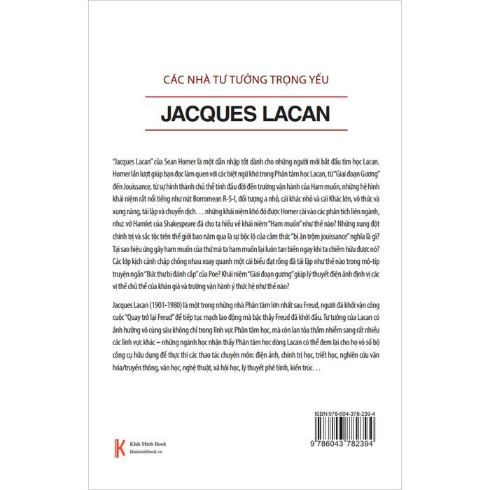 Jacques Lacan - Sean Homer - Nguyễn Bảo Trung dịch - (bìa mềm)
