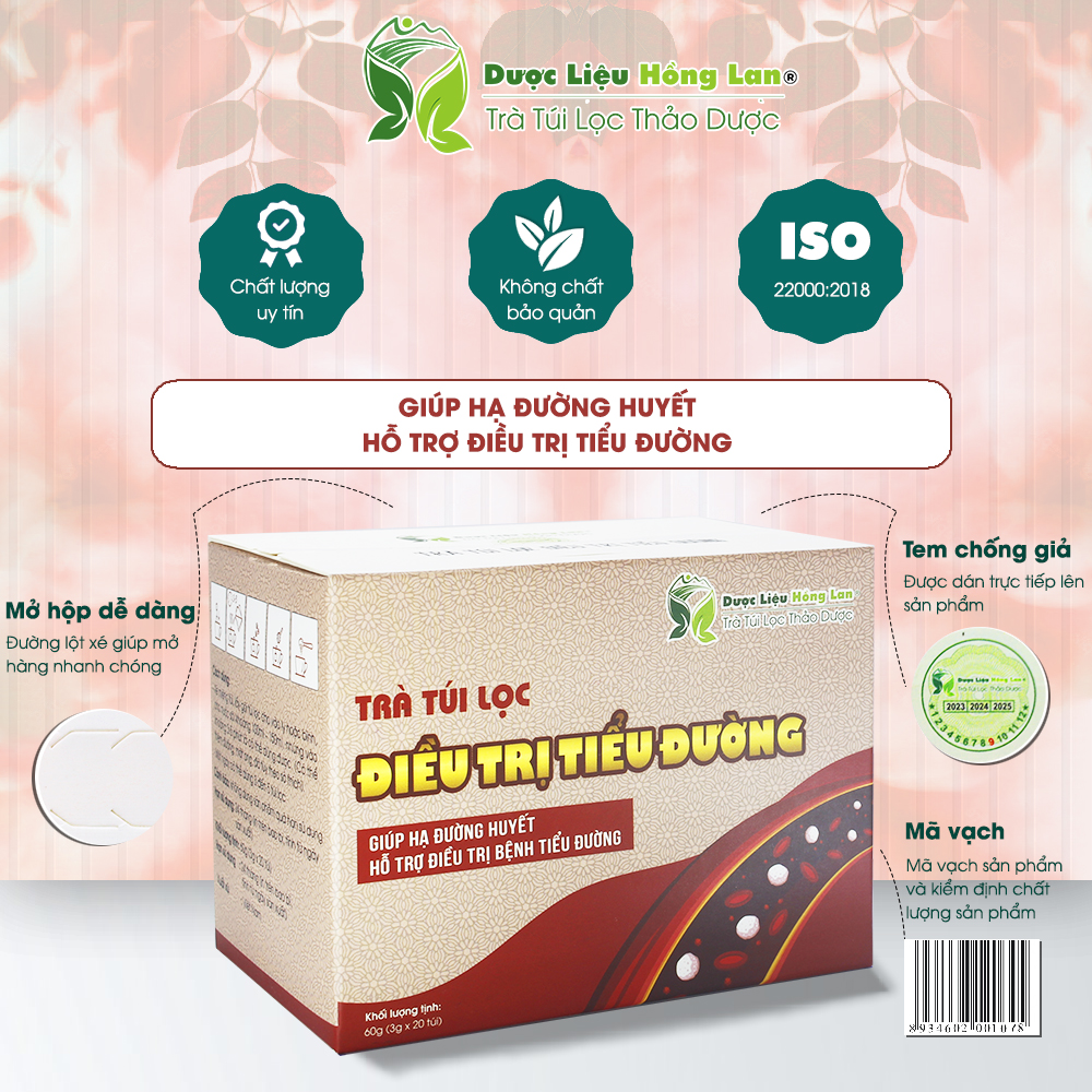 Trà Túi Lọc Hỗ trợ điều trị Tiểu Đường 60g Dược Liệu Hồng Lan