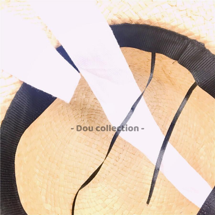 Nón Cói  Raffia Sợi Tự Nhiên Vành Tua Rua Phối Dây Nơ Đi Biển - Mã NC008