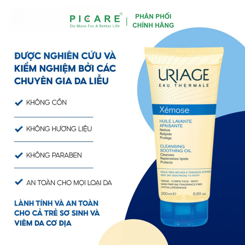 Sữa Tắm Dạng Gel-Oil Dành Cho Da Khô, Da Cơ Địa Uriage Xémose Huile Lavant Apaisante 200ml