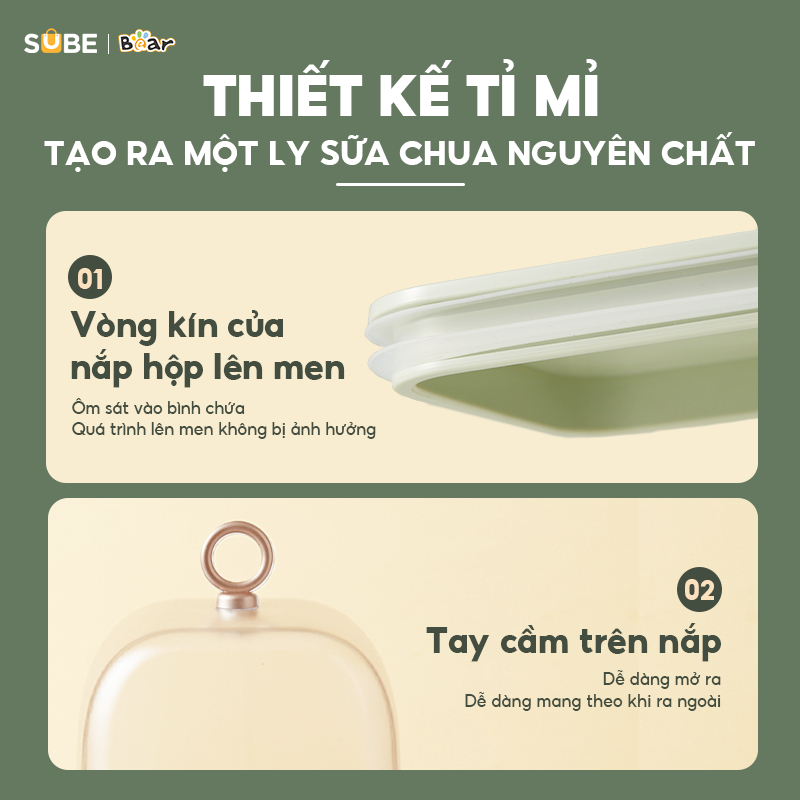 Máy Làm Sữa Chua Bear SB-SC12C - Dung tích 1L, Lên men tự động 3 mức độ - Hàng chính hãng