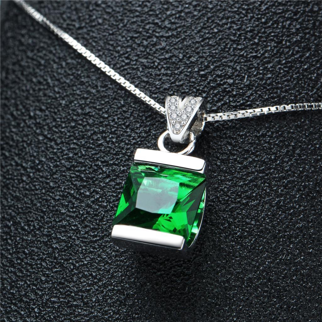 Green Gemstone Pendant Valentines Day Gift 925 Sterling Silver Necklace