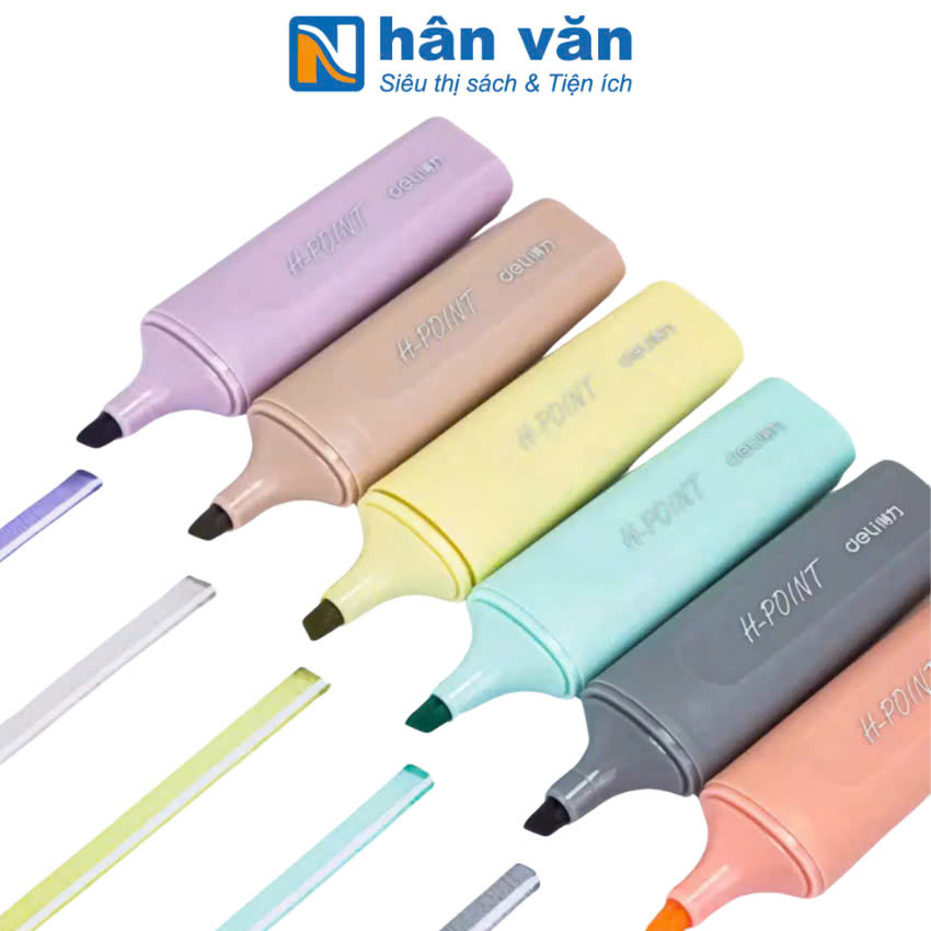 Set 6 Bút Highlight Deli Màu Morandi - Đánh Dấu Nhớ Dòng - Dạ Quang Deli Màu Pastel