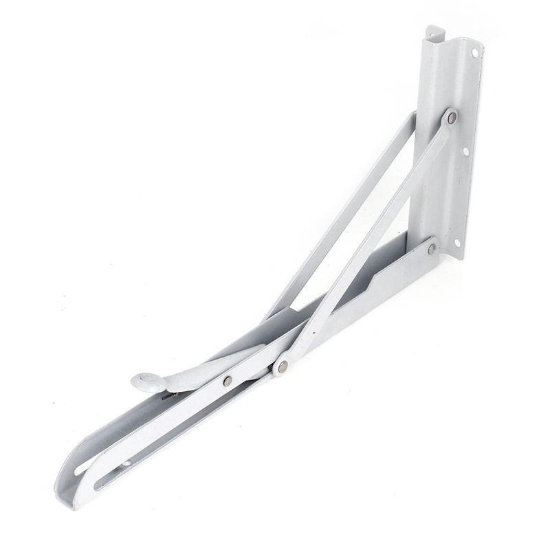 White Paint Metal Holder Bench Table Folding Shelf Bracket 29.5cmx15cm