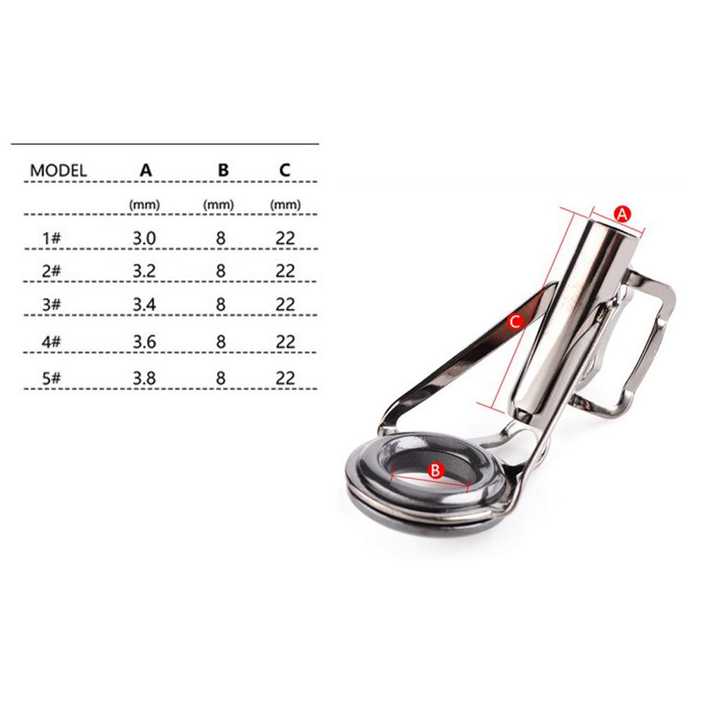 5Pcs Stainless Steel Fishing Rod Guides Top Tip Rings DIY Rod Repair Kit