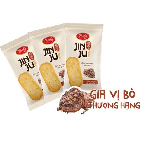 Combo 3 gói Bánh gạo JINJU RICHY vị bò nướng tiêu  gói 134,4g/gói