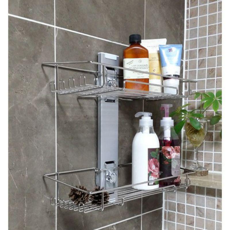 Kệ đồ inox phòng tắm, phòng bếp thông minh hít chân không Spiderloc