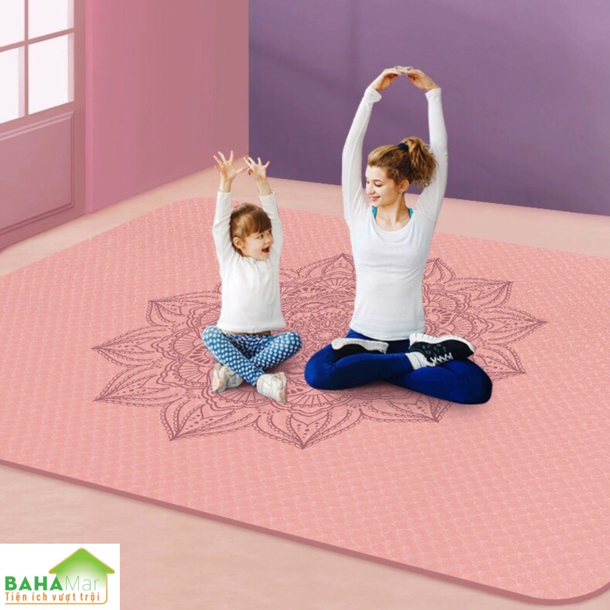 THẢM TẬP ĐA NĂNG (YOGA) ĐÔI KÍCH THƯỚC LỚN 130cm x 200cm  &quot;BAHAMAR&quot; mềm mại và thoải mái khi sử dụng trong nhà để bảo vệ đôi chân của bạn và để giảm tiếng ồn khi tập thể dục, chống thấm nước và mồ hôi