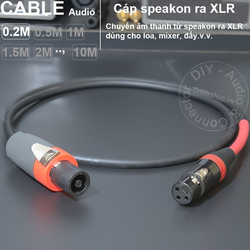 Dây loa jack speakOn sang canon XLR cái dùng cho Mixer Sub Đẩy Vang - SpeakOn male to XLR female cable