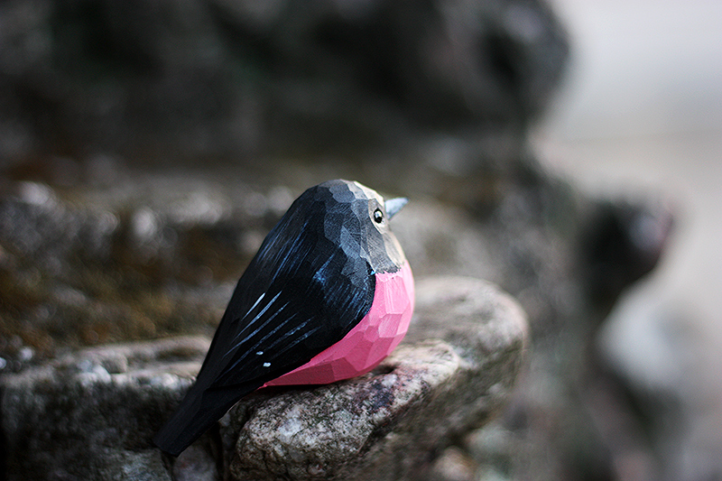 Tượng Chim Gỗ Pink Robin