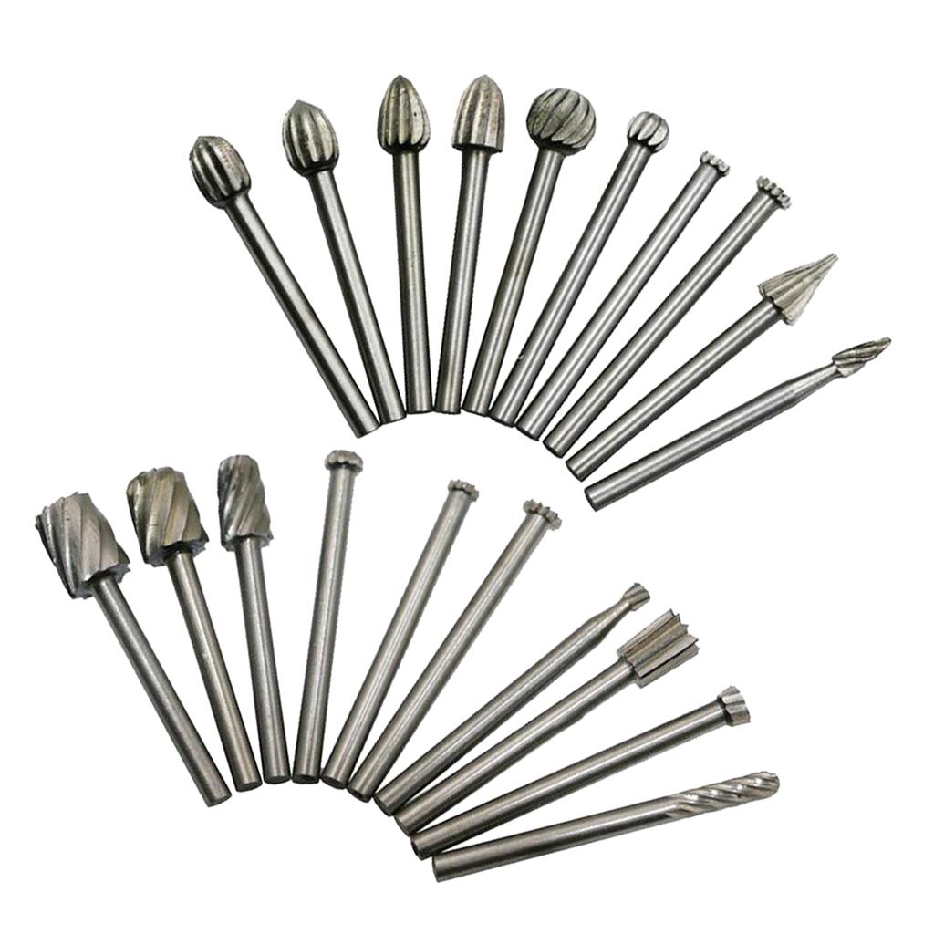 20pcs HSS Steel Burr 3MM Shank Rotary Cutter File Set Die Grinder Drill Bit
