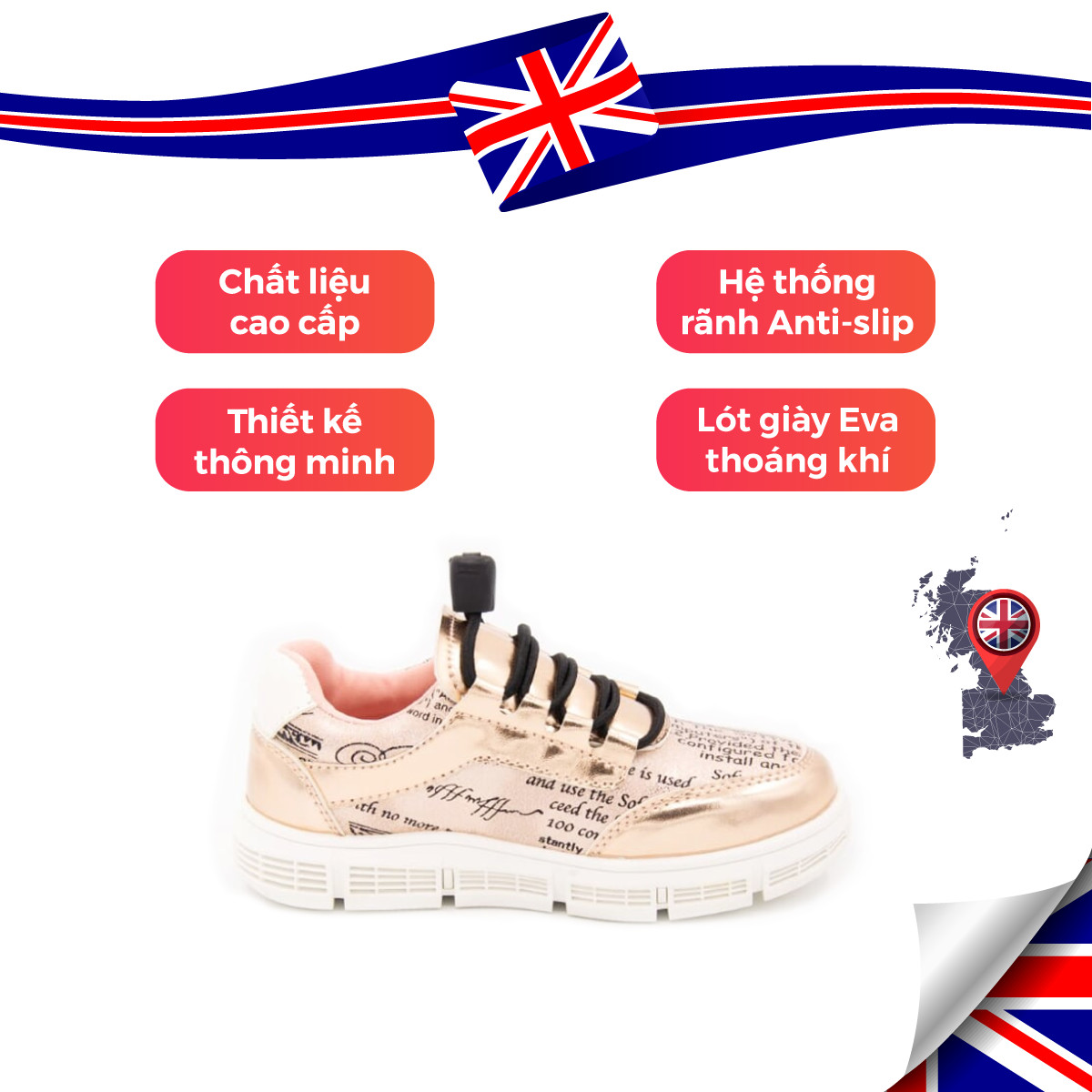 Giày Thể Thao Sneaker Bé Trai Bé Gái Đi Học Cổ Thấp Crown Space UK Active Trẻ em Cao Cấp CRUK251 Siêu Nhẹ Êm Size 28-36/4-14 Tuổi