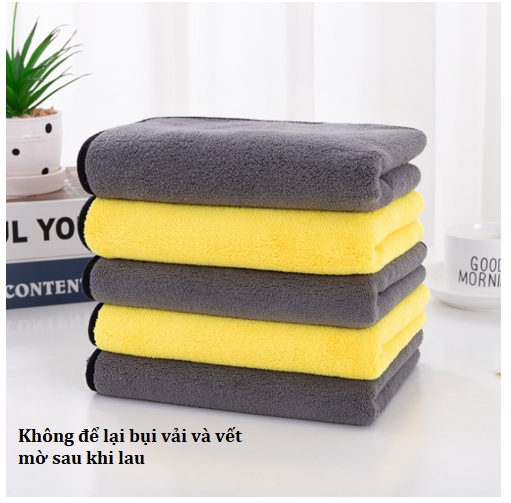 Khăn Lau Xe Hơi Chuyên Dụng Microfiber 2 Lớp Không Rụng Lông, Thấm Hút Nước Tốt Màu Vàng cỡ 30x30cm GD749-KhanLXe