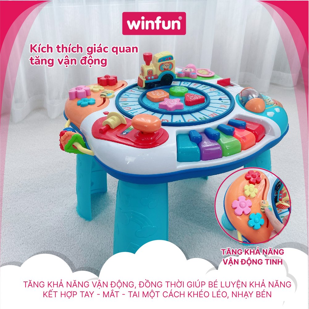 Đồ chơi bàn nhạc đa năng tập đứng cho bé học chữ có nhạc bằng nhựa 0801 hiệu Winfun giúp bé vừa chơi vừa học, phát triển kỹ năng