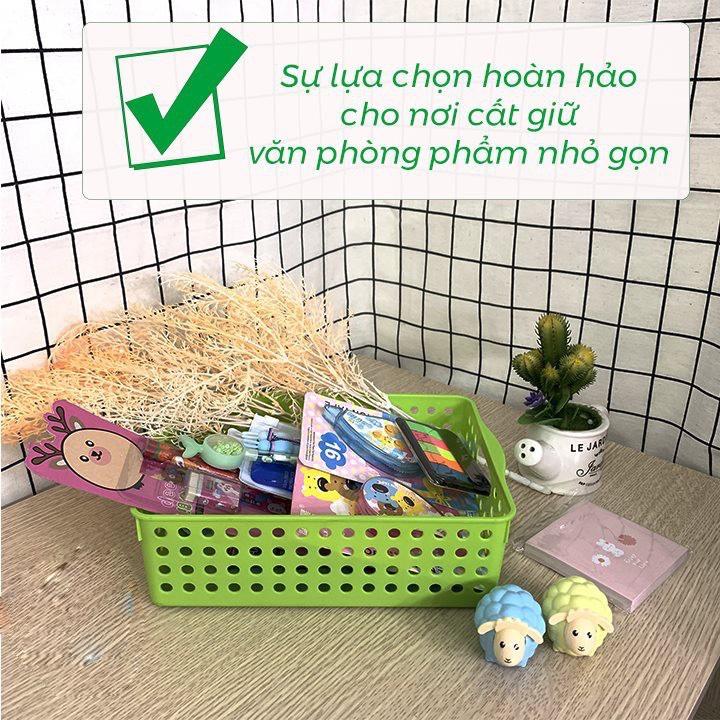 Khay nhựa chữ nhật, rổ nhựa B5, A4 Việt Nhật đa năng đựng tài liệu, đồ dùng văn phòng, học tập nhỏ gọn tiện lợi TNX 5694