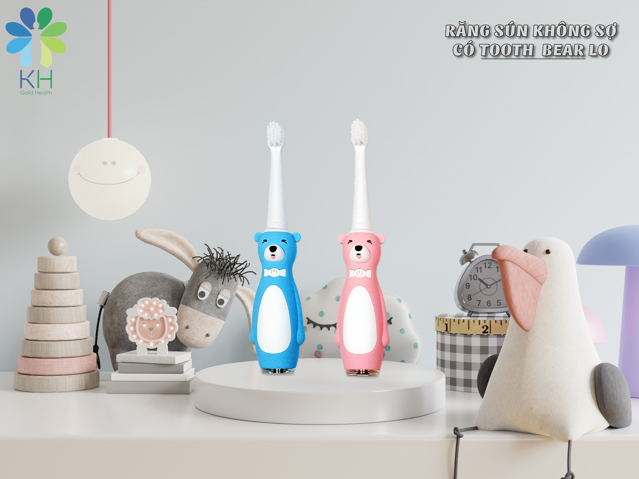 BÀN CHẢI MÁY TOOTHBEAR SIÊU CẤP DỄ THƯƠNG (HỒNG/XANH)