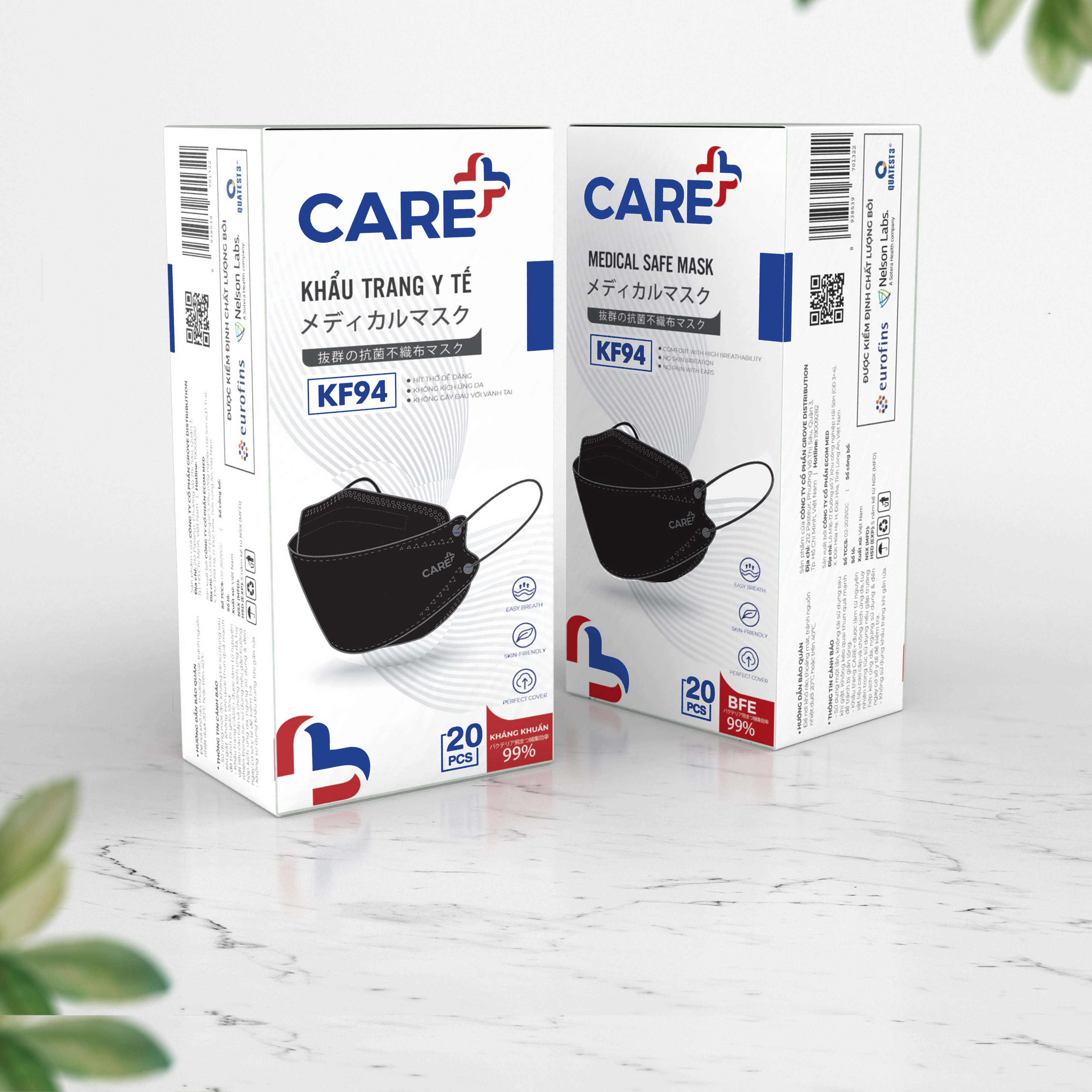 Combo 2 hộp khẩu trang KF94 CARE+ màu đen