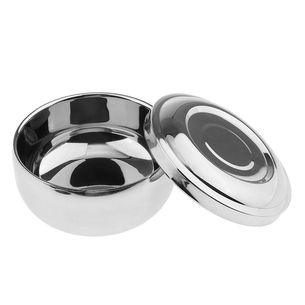 Dustproof Stainless Steel Men's Shaving Brush Mug Bowl Beard Shave Cup With Mirror Lid