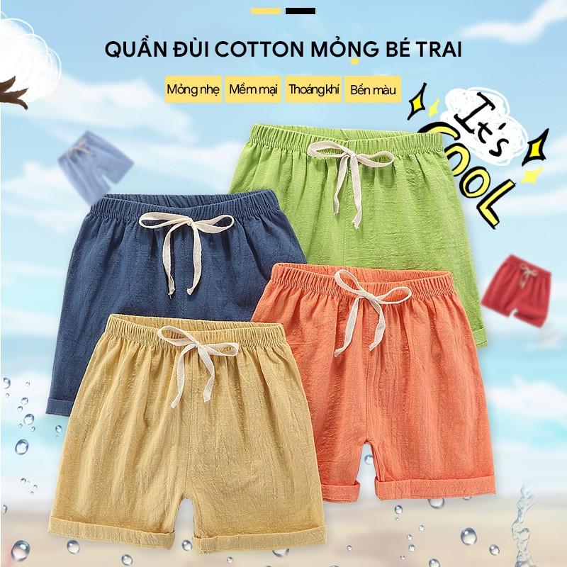 Quần sooc đũi cho bé trai quần đùi trẻ em quần cộc cho bé quần vải xô cotton 2021