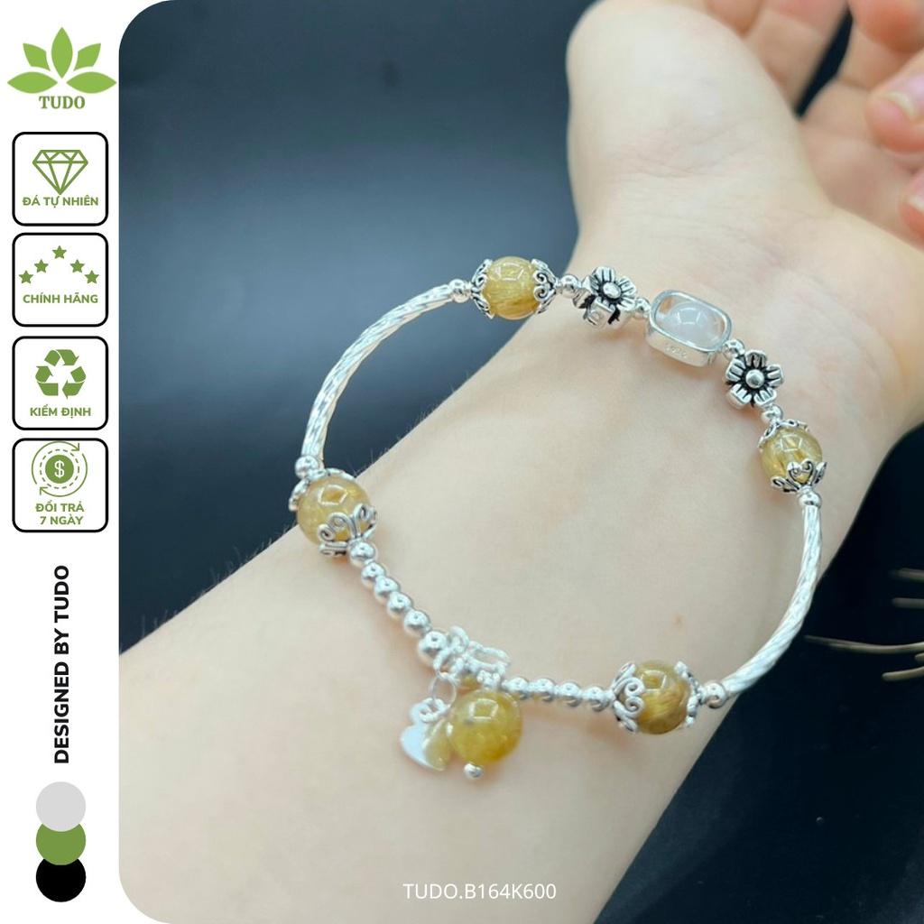 Vòng Tay Nữ Đẹp - Vòng Phong Thủy Mệnh Kim Thổ TUDO B164K600 VCBTATV Charm Bạc 2 Bông Hoa B164K600