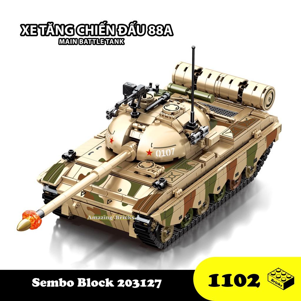 Đồ chơi Lắp ráp Xe Tăng chiến đấu 88A, Sembo Block 203127 Main Battle Tank, Xếp hình thông minh, Mô hình Xe Tăng