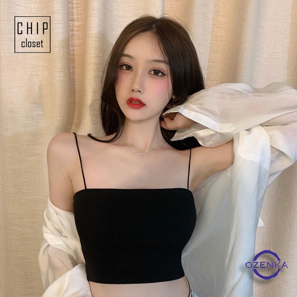 Áo 2 Dây Sợi Bún Thun Gân Siêu Đẹp Croptop Tăm Xinh Xắn HD001
