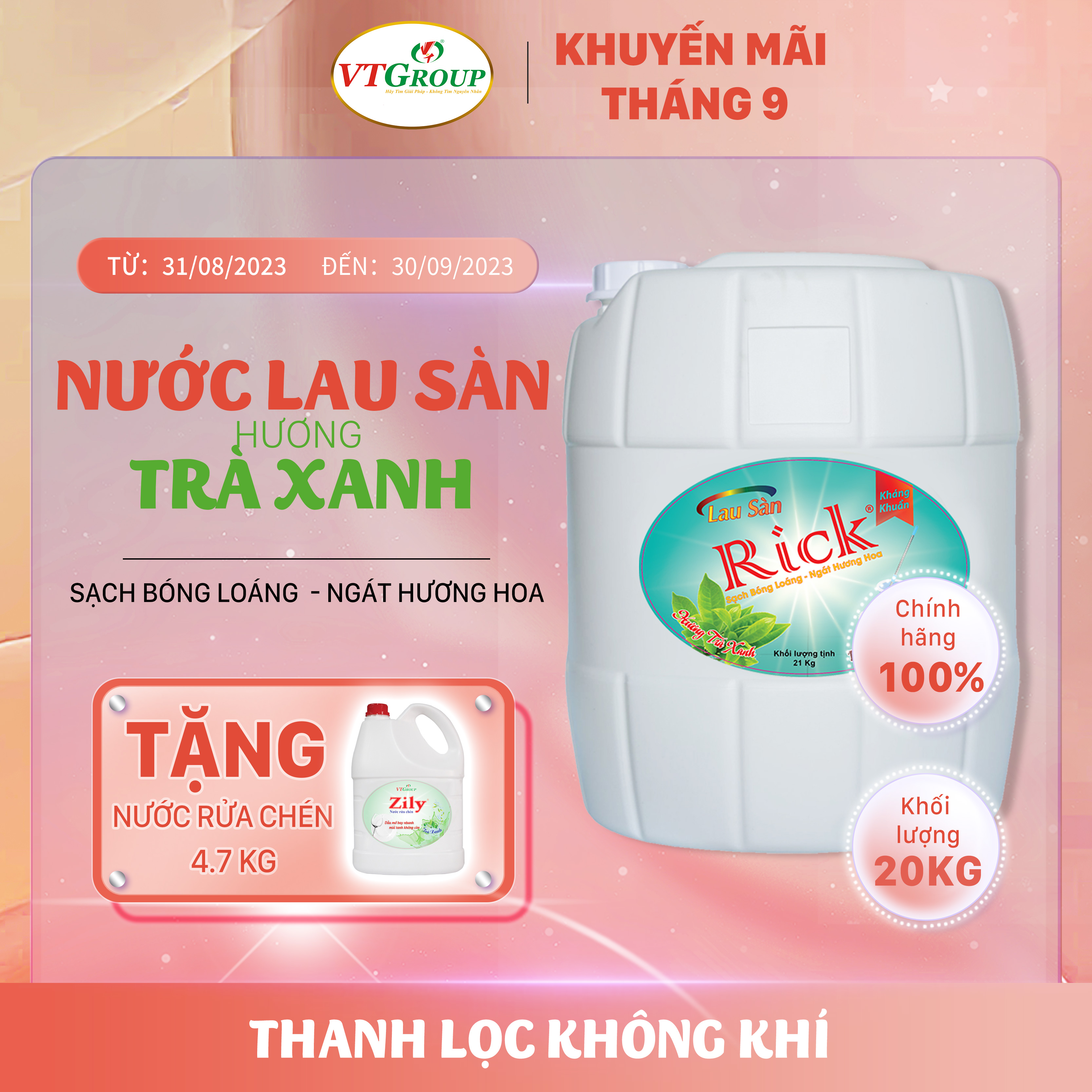 Nước lau sàn Rick 20kg (Can) - Tặng 1 NRC 4.7KG