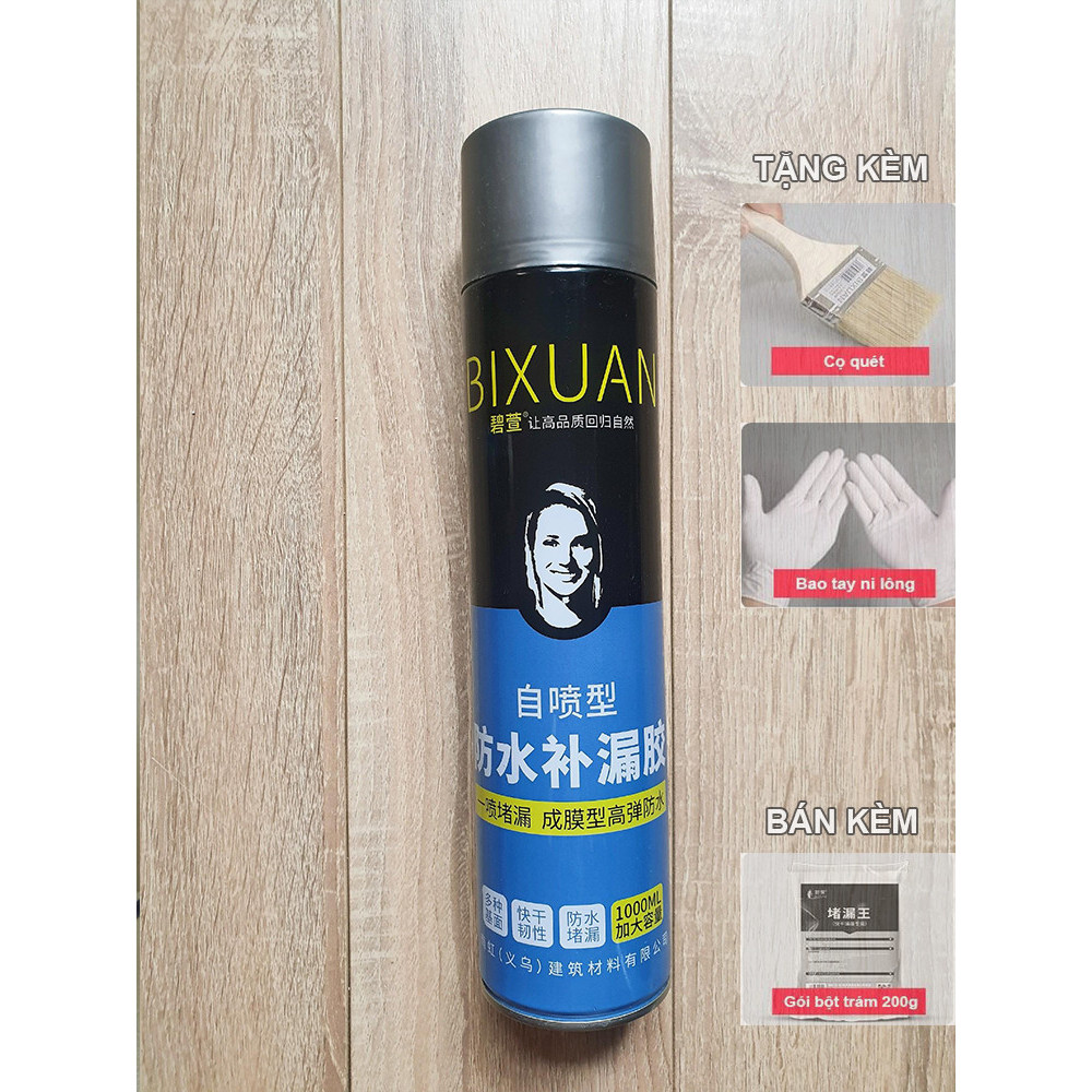 1000ml - Bình xịt sơn chống thấm trần nhà Bixuan dung tích lớn, sơn chống thấm chống dột tường công nghệ Thụy Sĩ