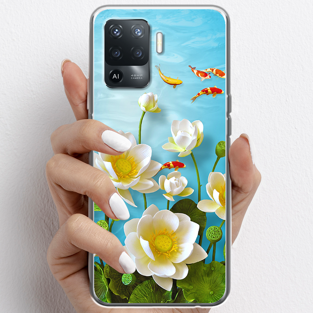 Ốp lưng cho Oppo A54, Oppo A94 nhựa TPU mẫu Hoa sen cá chép đỏ