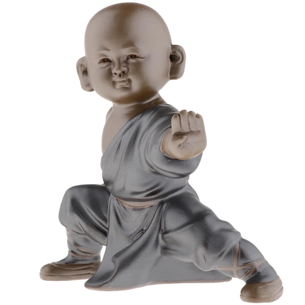 Ceramic Small Buddha Statue kung fu Monk Figurine Tea pet Ornaments