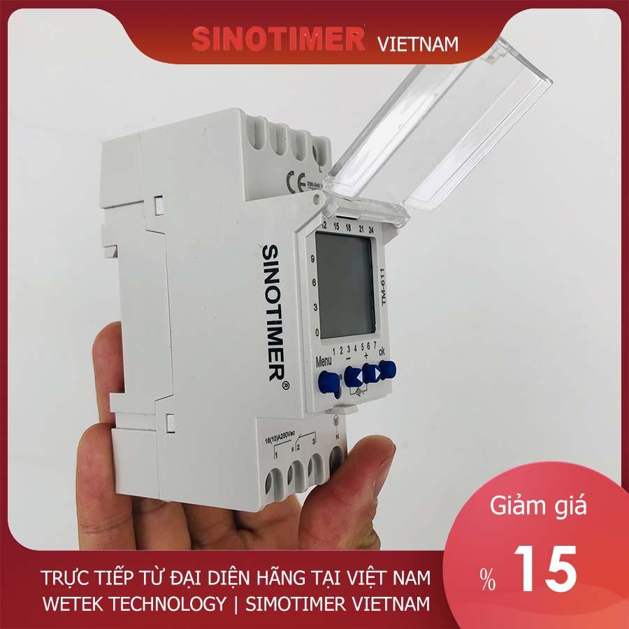 Timer 24h 7 ngày Sinotimer TM 611, 16A, cài theo 1 phút, 58 chương trình on off mỗi ngày, hàng loại công nghiệp