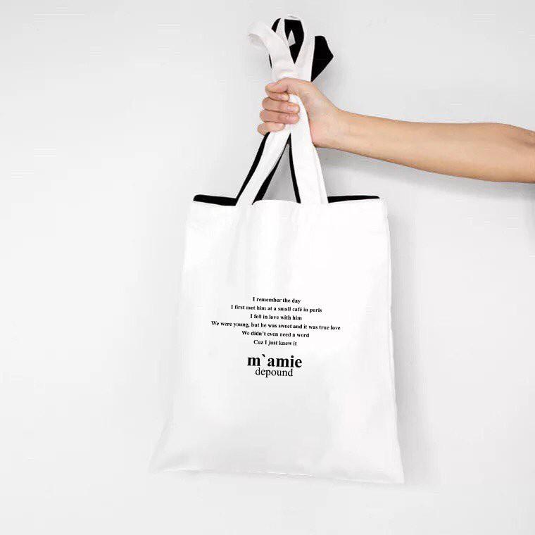 Túi tote vải canvas unisex in Chữ cá tính
