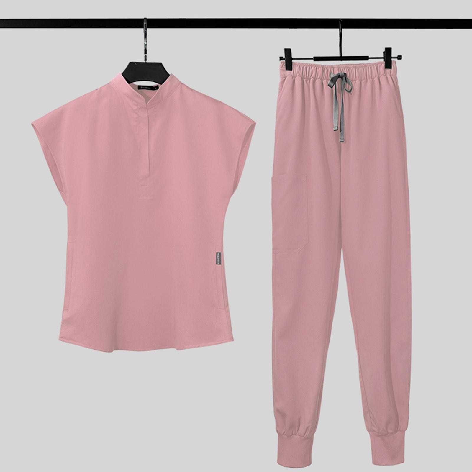 Scrub Set for Women V Neck Scrub Top and Pants Work Clothes Hospital Uniform