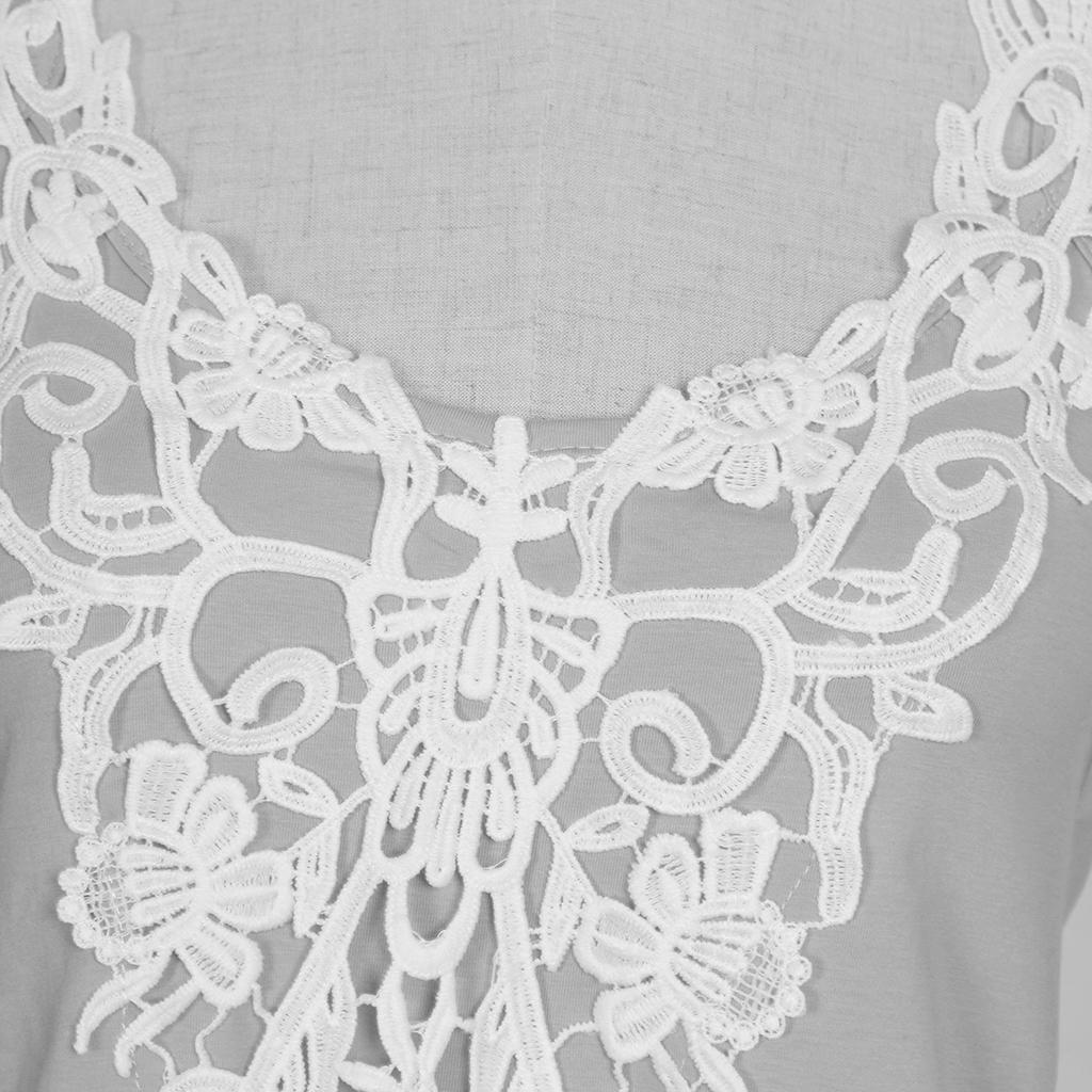 Girls Ladies Women Cotton Tops Sleeveless Lace Vest Blouse Crop Top Gray
