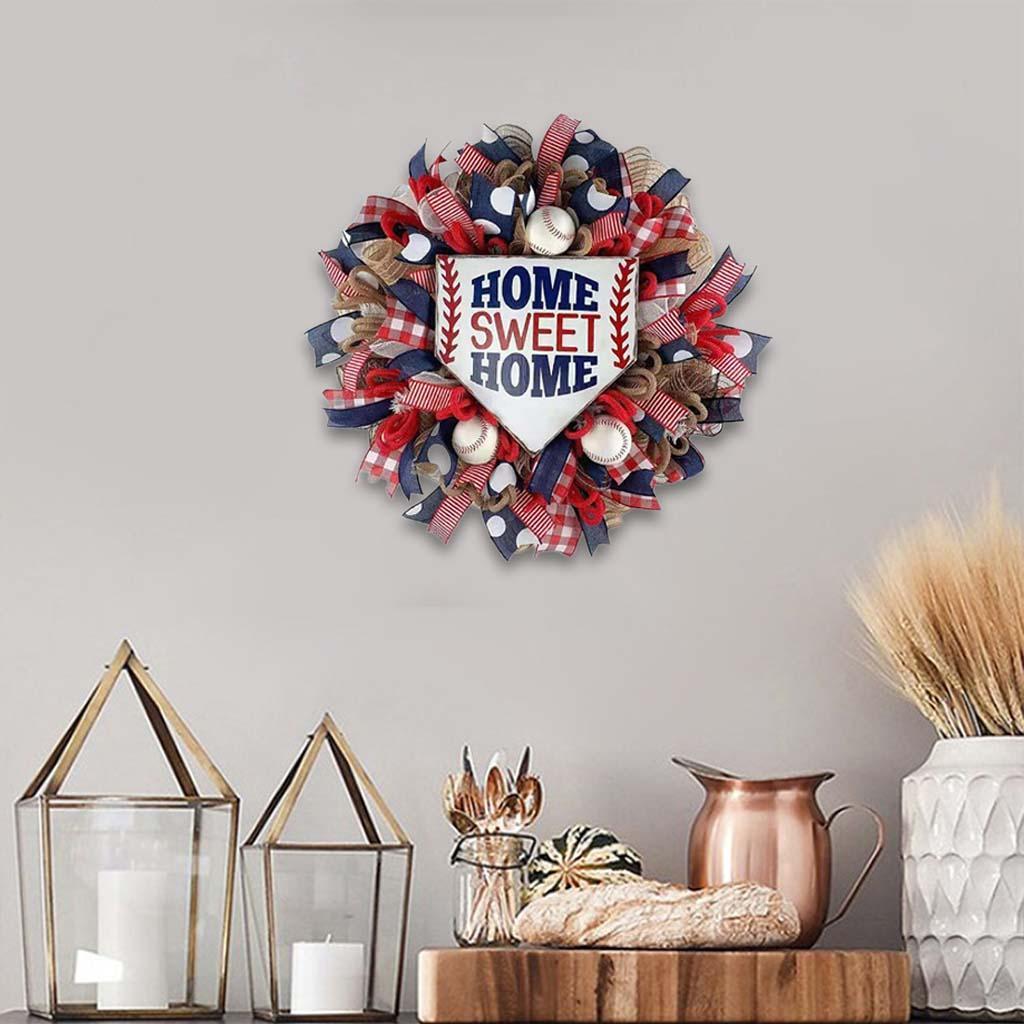 Front Door Wreath Artificial Flower Garland Simulation Independence Day Wall