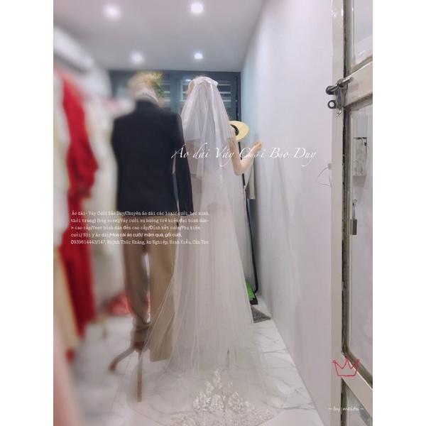 Áo dài cô dâu thiết kế may sẵn full pha lê