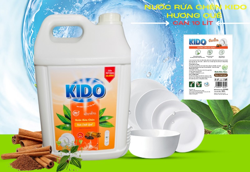 Nước Rửa Chén Kido Hương Quế 10 Lít – Sạch Mới, Thơm Lâu, An Toàn Cho Cả Gia Đình